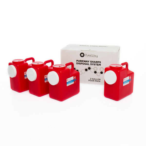 4 Pack of 2 Gallon Sharps Disposal System (includes pre-paid return label and disposal service)